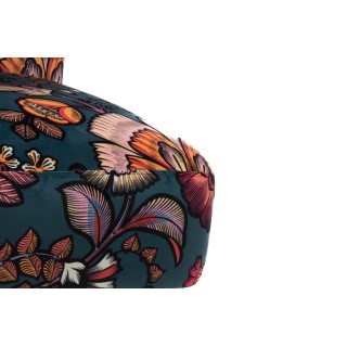 Fauteuil bucolique en tissu et pieds noirs INDIA - HELLIN