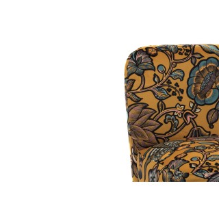 Fauteuil bucolique en tissu et pieds noirs INDIA - HELLIN