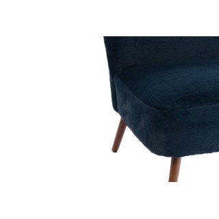 Fauteuil en tissu peluche uni et pieds en bois INDIEN - HELLIN