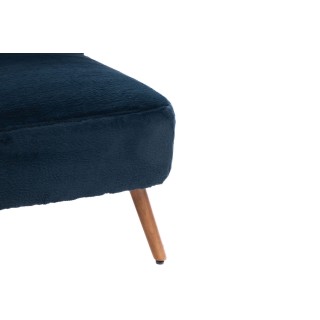 Fauteuil en tissu peluche uni et pieds en bois INDIEN - HELLIN