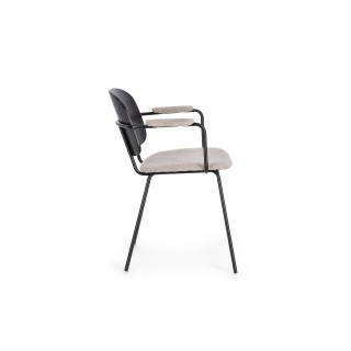 Chaise de salle à manger à accoudoirs tissu et bois (lot de 2) JADE - HELLIN