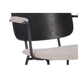 Chaise de salle à manger à accoudoirs tissu et bois (lot de 2) JADE - HELLIN