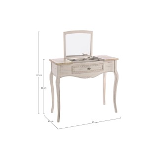 Console coiffeuse en bois avec miroir et rangements GARANCE - HELLIN
