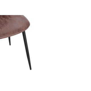 Chaise de salle à manger en simili et métal noir (lot de 4) - AURELIA