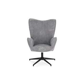 Fauteuil de salon pivotant en tissu à accoudoirs dossier haut - HELLIN