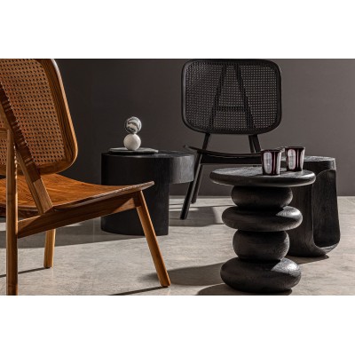 Table basse ronde en bois de manguier noir D40 - CAIRN