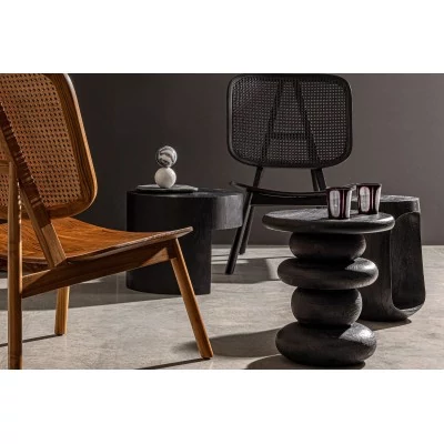 Table basse ronde en bois de manguier noir D40 - CAIRN