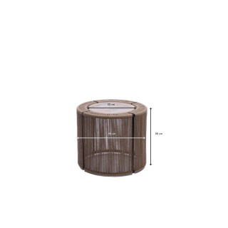 Bout de canapé rond en métal manguier et jute D46 - HELLIN