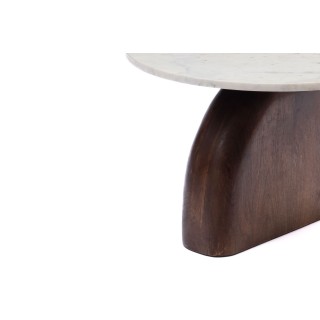 Bout de canapé design en manguier et marbre D50 - SOLENE