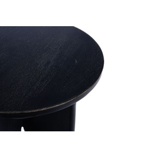 Bout de canapé rond en manguier noir patiné D46 -HELLIN