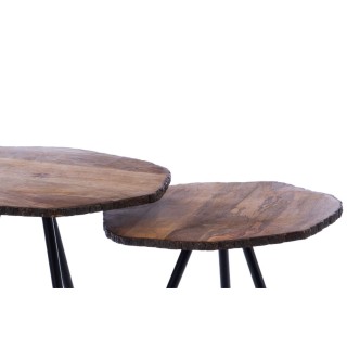 Table basse gigogne hexagonale manguier métal L48 (set de 2) - HELLIN