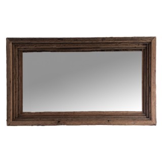 Miroir rectangulaire en bois recyclé foncé H150 - HELLIN
