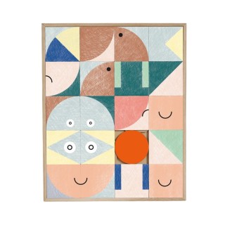 Tableau en bois taquin enfant aux couleurs pastel 63 x 78 KIFKIF - HELLIN