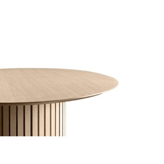 Table de salle à manger ronde en chêne blanchi D120 LIAC - HELLIN