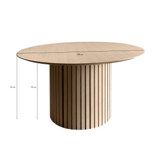 Table de salle à manger ronde en chêne blanchi D120 LIAC - HELLIN