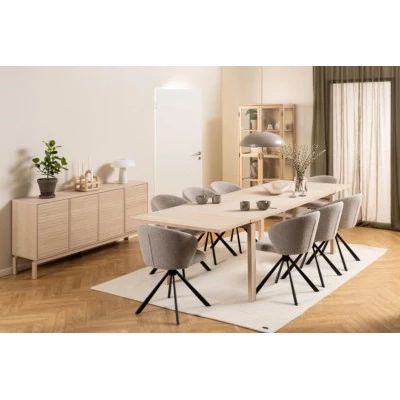 Table rectangulaire extensible en chêne blanchi L200/300 - HELLIN