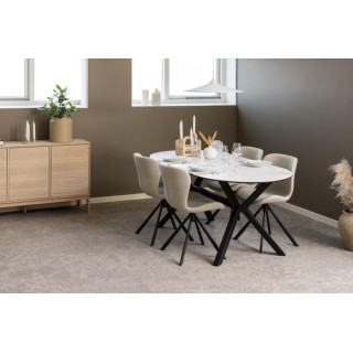 Buffet bas de salle à manger en chêne blanchi 3 portes L135 - HELLIN