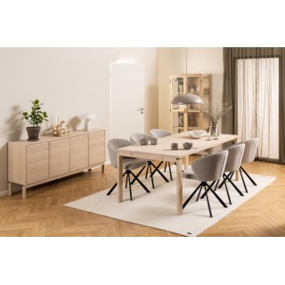 Buffet bas de salle à manger en chêne blanchi 4 portes L180 - HELLIN