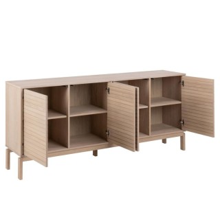 Buffet bas de salle à manger en chêne blanchi 4 portes L180 - HELLIN