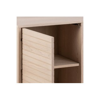 Buffet bas de salle à manger en chêne blanchi 4 portes L180 - HELLIN