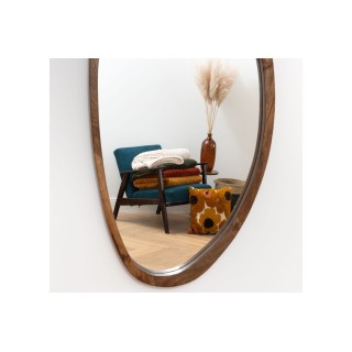 Fauteuil en velours côtelé bleu et structure en manguier - HELLIN