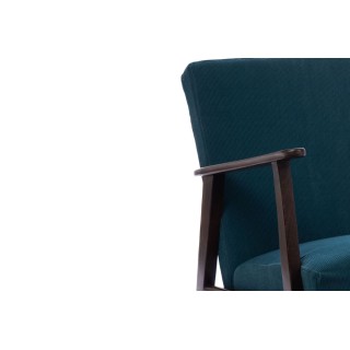 Fauteuil en velours côtelé bleu et structure en manguier - HELLIN