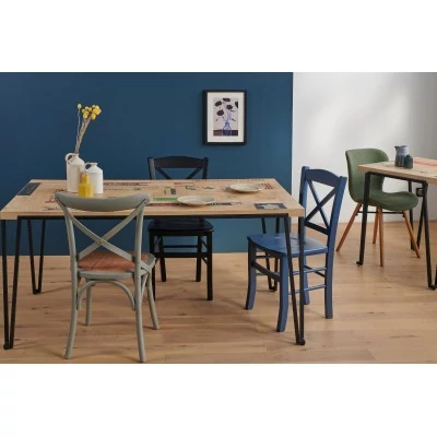 Table indus rectangulaire en bois recyclé et pied métal L160 DEMETER - HELLIN