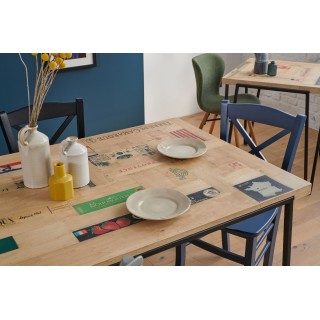 Table indus rectangulaire en bois recyclé et pied métal L160 DEMETER - HELLIN