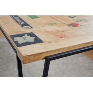 Table bistrot carrée en bois recyclé et pied métal L70 DEMETER - HELLIN