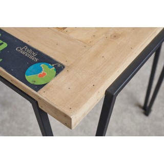 Table bistrot carrée en bois recyclé et pied métal L70 DEMETER - HELLIN