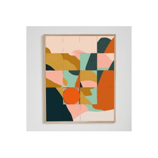 Tableau en bois taquin paysage baigné de lumière 63 x 78 RELIEF - HELLIN