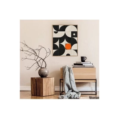 Tableau en bois taquin graphique noir et blanc 63 x 78 Eclipse - HELLIN