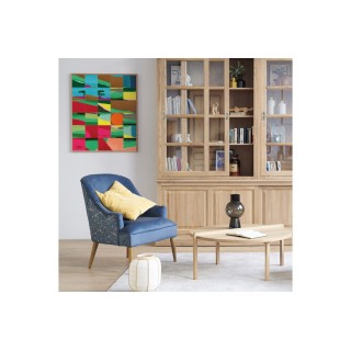 Tableau en bois taquin décors de cote d'opale  78 x 93 Falaize- HELLIN