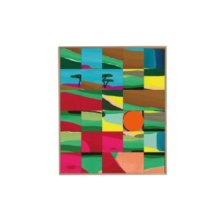 Tableau en bois taquin décors de cote d'opale  78 x 93 Falaize- HELLIN