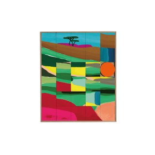 Tableau en bois taquin décors de cote d'opale  78 x 93 Falaize- HELLIN