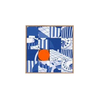 Tableau en bois taquin monochrome bleu  63 x 63 Carmin - HELLIN