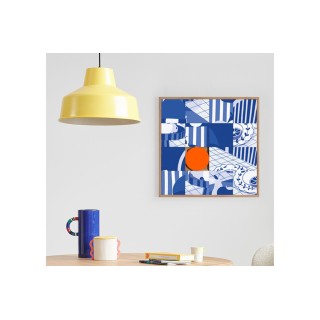 Tableau en bois taquin monochrome bleu  63 x 63 Carmin - HELLIN