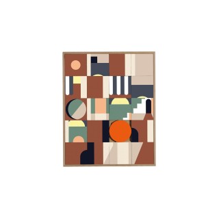 Tableau en bois taquin graphique et coloré 63 x 78 Ariad - HELLIN