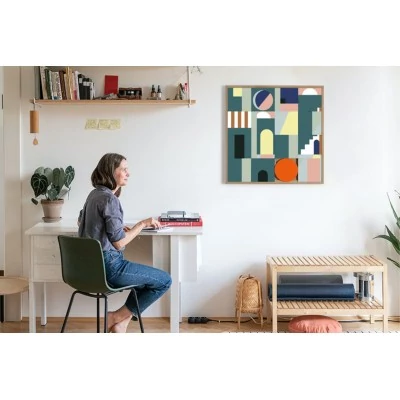 Tableau en bois taquin moderne et coloré  63 x 63  AZED - HELLIN