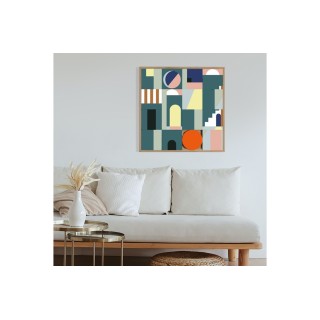 Tableau en bois taquin moderne et coloré  63 x 63  AZED - HELLIN