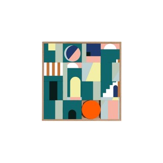 Tableau en bois taquin moderne et coloré  63 x 63  AZED - HELLIN