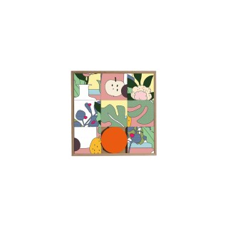 Tableau en bois TAQUIN ambiance estivale  48 x 48 Mado - HELLIN