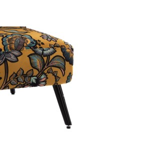 Fauteuil bucolique en tissu et pieds noirs INDIA - HELLIN