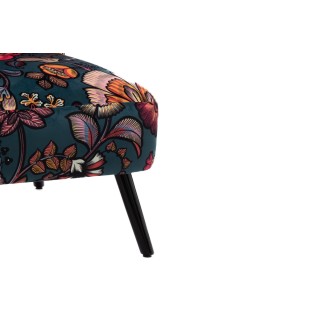 Fauteuil bucolique en tissu et pieds noirs INDIA - HELLIN