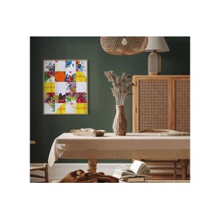 Tableau en bois taquin œuvre originale 63 x 78 Dame aux fleurs- HELLIN