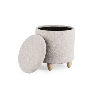 Tabouret pouf avec rangement en tissu bouclé D36 -HELLIN