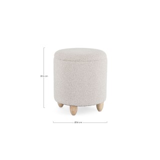 Tabouret pouf avec rangement en tissu bouclé D36 -HELLIN