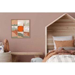 Tableau en bois taquin enfant animaux du monde  48 x 48 Ohlala - HELLIN