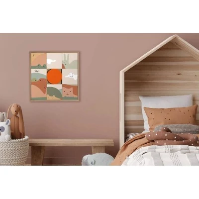 Tableau en bois taquin enfant animaux du monde  48 x 48 Ohlala - HELLIN