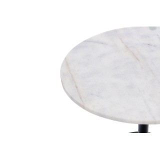 Bout de canapé tulipe en métal noir et marbre blanc D55 - HELLIN